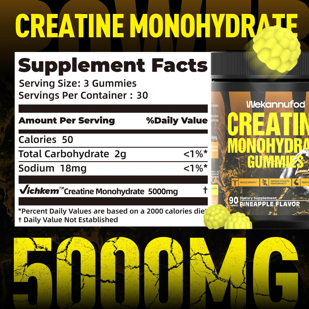 Bright pineapple flavored sugar free gummies from Wekannufod for guilt free fueling