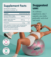 Welio liposomal NAD+ supports energy and cellular health in a balanced daily routine.