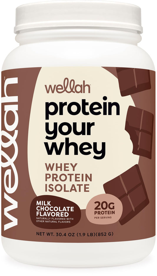 Wellah Protein Your Whey bottle showcases premium whey isolate for daily protein support.