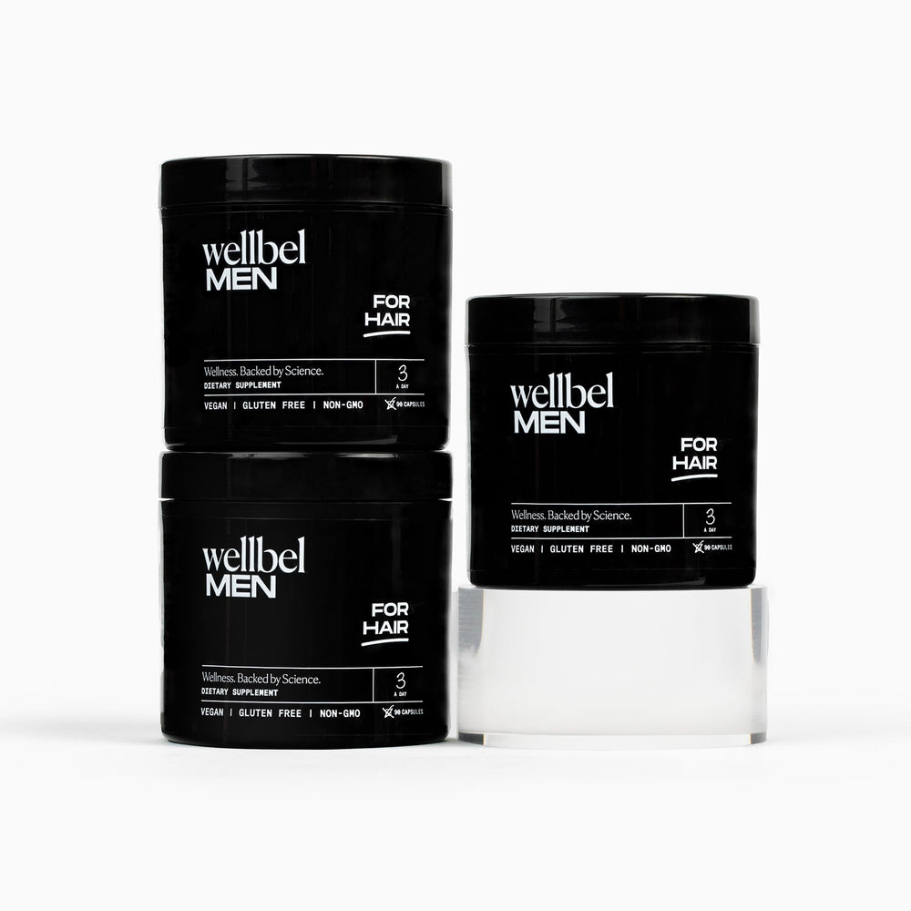 WELLBEL Men supplement bottle front view for daily hair, skin, and nails support.