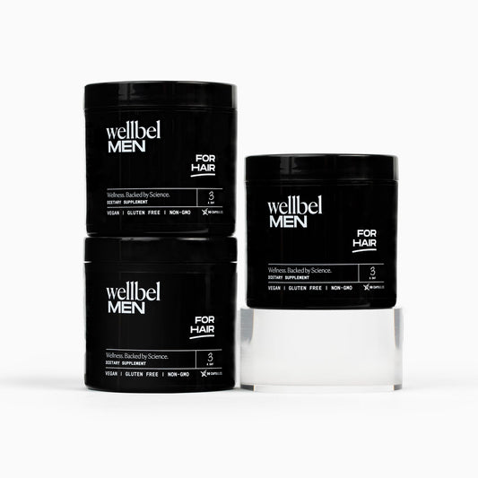 WELLBEL Men supplement bottle front view for daily hair, skin, and nails support.