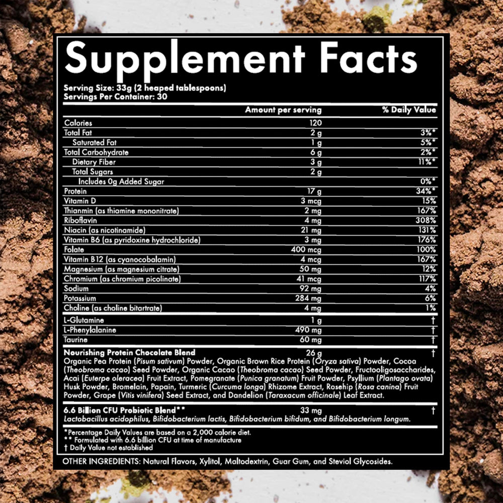 WelleCo chocolate protein powder mixed in glass with smooth texture.