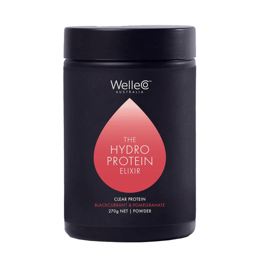 WelleCo HydroProtein Elixir bottle pouring for on-the-go hydration