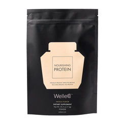 WelleCo vegan protein vanilla powder ready for a smoothie boost