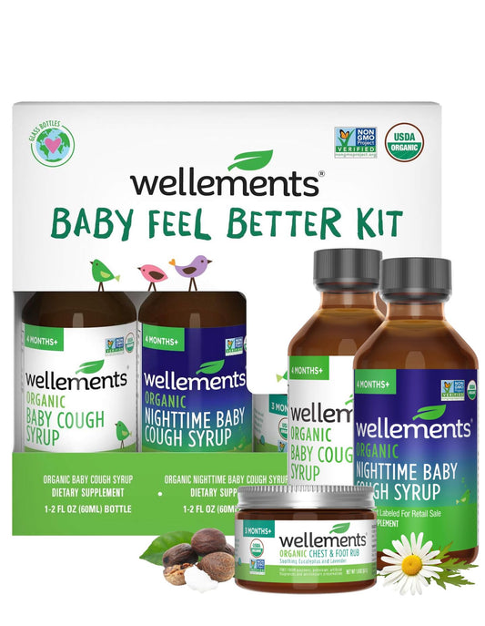 Wellements Baby Comfort Kit day syrup bottle supports a soothing daytime routine.