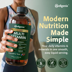 Wellgenix Balanced Essentials berry flavor swirl emphasizing pleasant taste in morning routine.