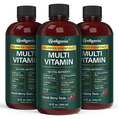 Wellgenix Balanced Essentials bottle pour demonstrating easy daily nutrition measurement.