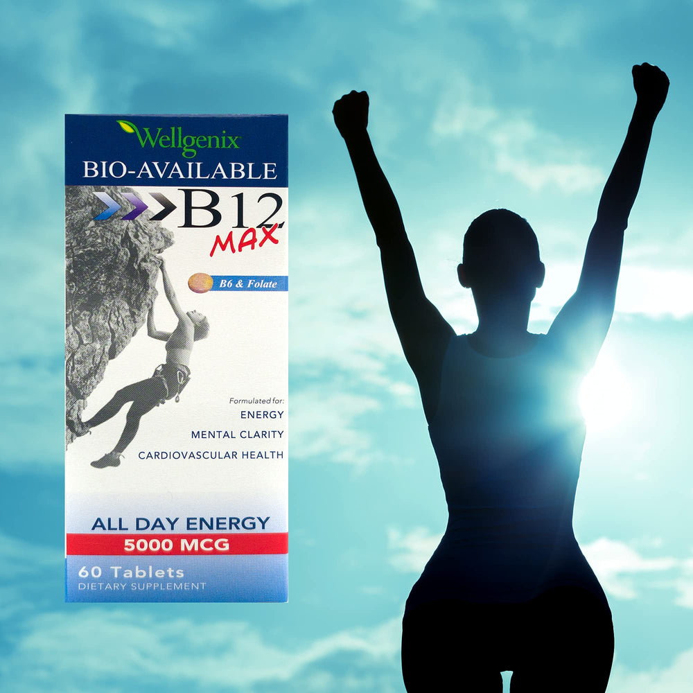 Wellgenix Bio-Available Sublingual B12 Max packaging and seals signaling high-quality ingredients