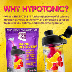 Wellgenix Hydrate48 powder dissolving in water for quick hydration after workouts.