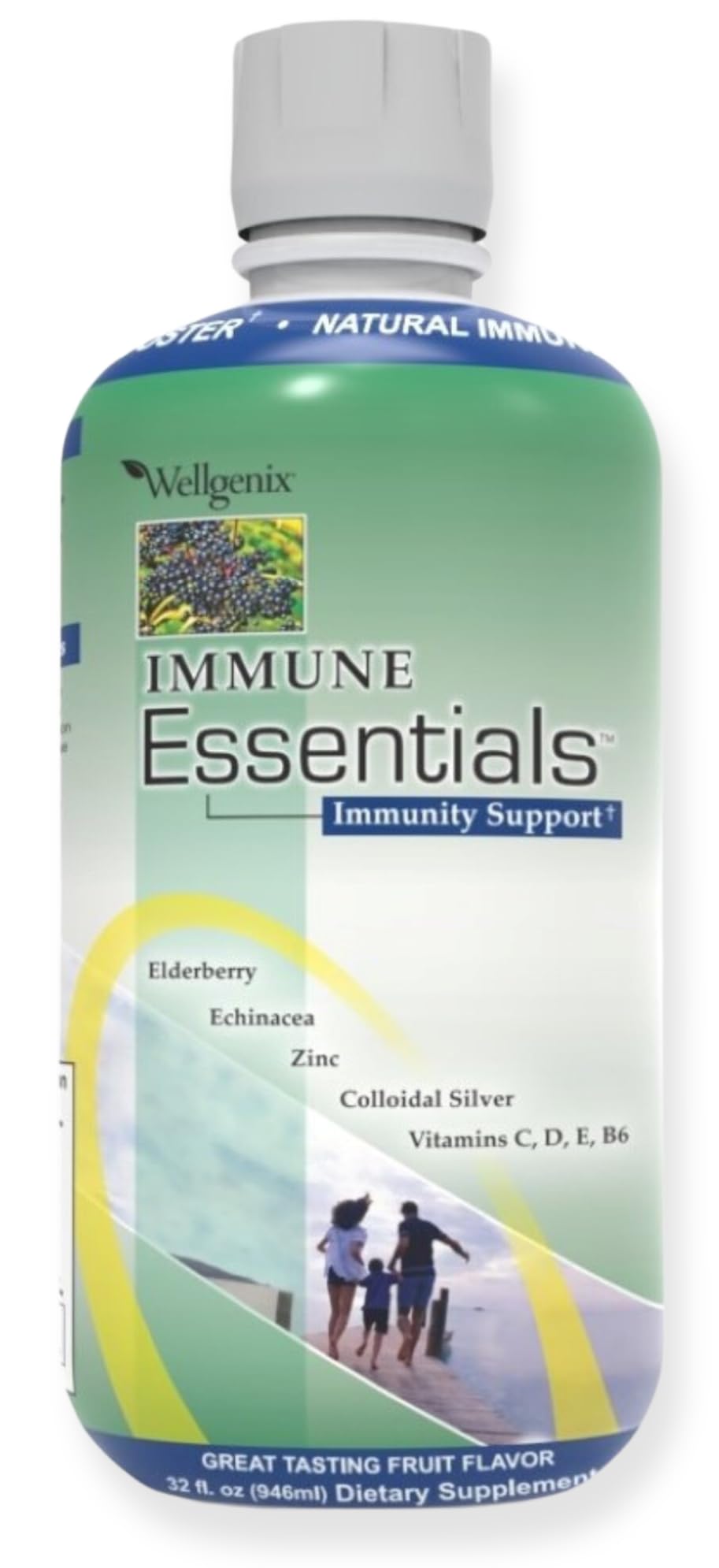 Wellgenix Immune Essentials bottle pour showing daily immune support.