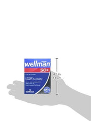 Wellman 50+ ingredients label; shows key nutrients for immune and energy support.