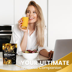 Wellness LabsRx Bee Pollen Granules barcode label aids quick reordering.