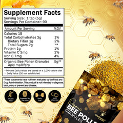 Wellness LabsRx Bee Pollen Granules dry texture in bag highlights organic quality.