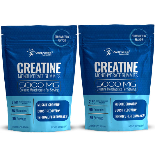 WELLNESS LABSRX Creatine Gummies jar offers a convenient 30-day supply for daily use
