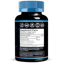 Close-up of WELLNESS LABSRX NAD capsules highlighting liposomal delivery.
