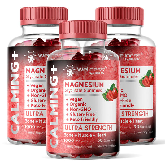 Wellness LabsRx magnesium glycinate gummies bottle with strawberry flavor for relaxation support