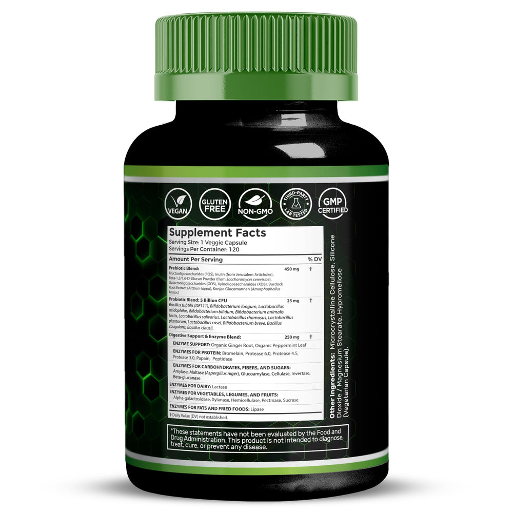 WELLNESS LABSRX Probiotics capsules highlighting gut balance and friendly bacteria benefits.