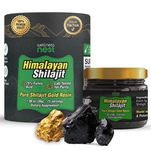 Wellness Nest gold-grade shilajit bottle for daily vitality and ritual routine.