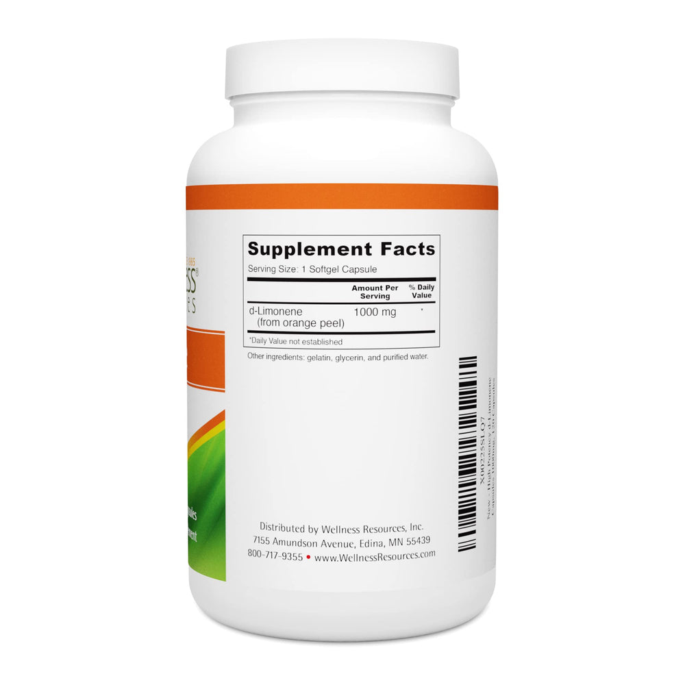 Wellness Resources d-Limonene label detail emphasizing quality and origin