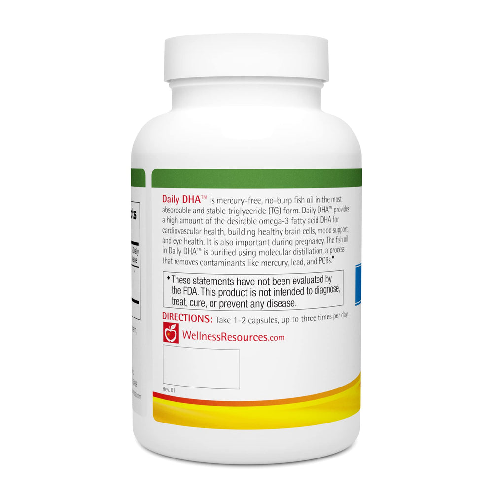 Wellness Resources Daily DHA label, purity and potency details for informed choices.