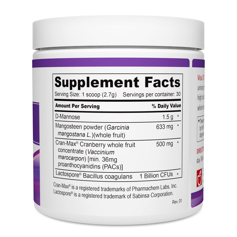 Vital UT Powder serving scoop for easy daily routine with cranberry and probiotic blend.