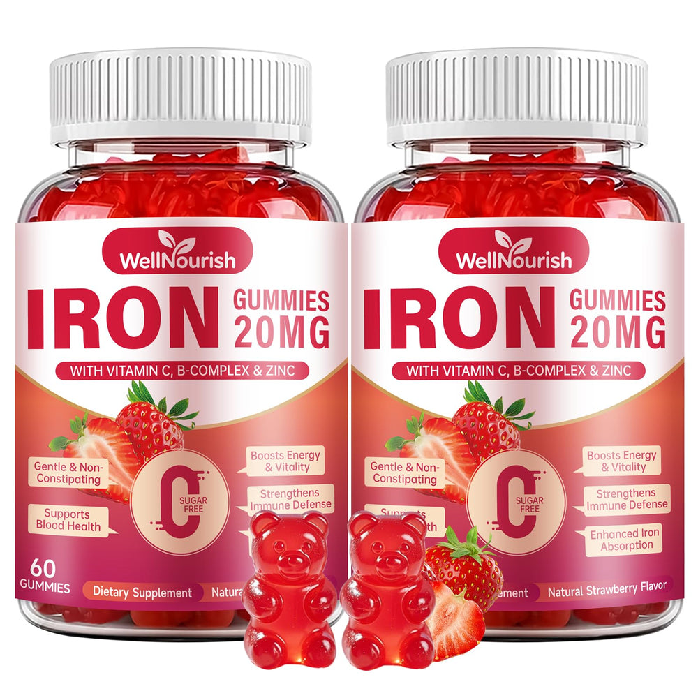 Wellnourish iron gummies bottle showing gentle daily iron support.