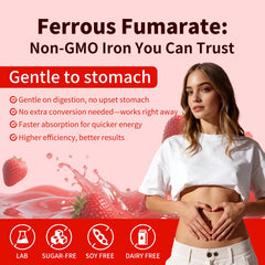 Wellnourish iron gummies on table with fruits suggesting everyday use.