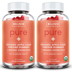 WellPath Pure ACV gomitas en botella para apoyo digestivo diario.