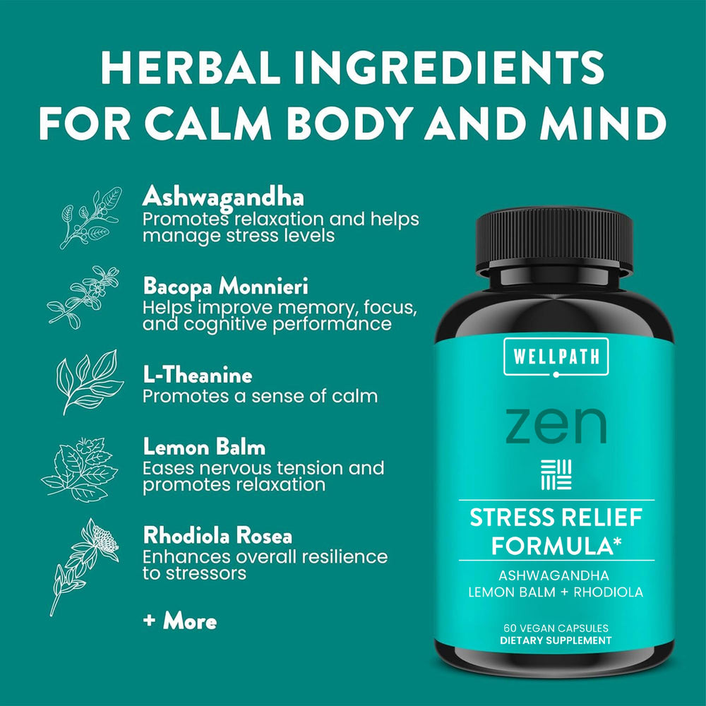 WellPath Zen ashwagandha bottle promoting stress adaptation and resilience