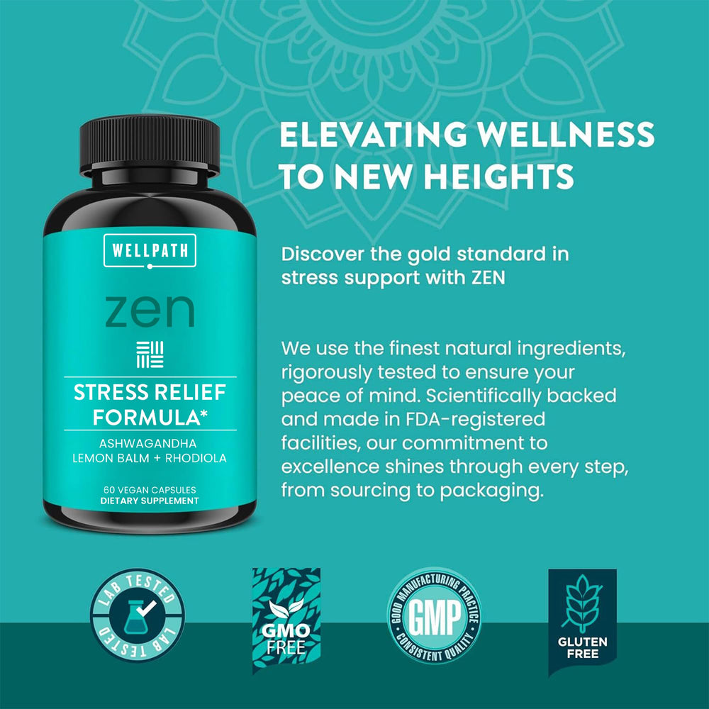 WellPath Zen theanine lemon balm capsules for relaxed focus