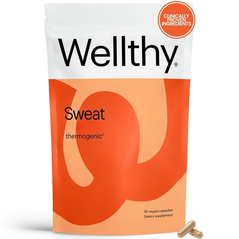 Wellthy Daily Thermogenic bottle front view highlighting Capsimax and energy support.