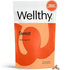 Wellthy Daily Thermogenic bottle front view highlighting Capsimax and energy support.