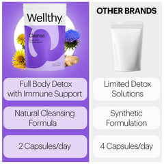 Wellthy Full Body Detox nutrition facts panel indicates serving guidance.
