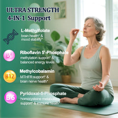 WellVeraVida Methylfolate Drops bottle label highlighting B vitamin synergy for wellness