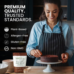 Sustainable packaging of WellVine Nutrition Boosting Blend emphasizing upcycling