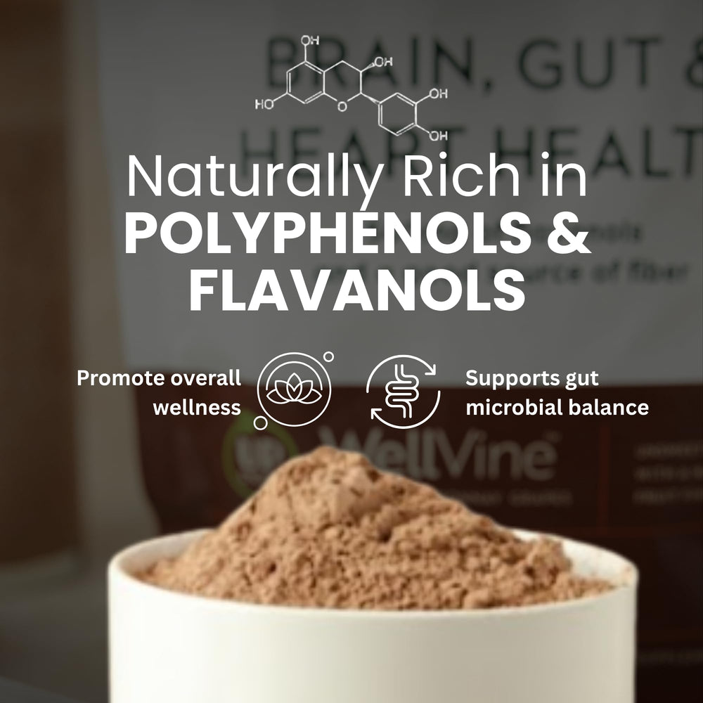 WellVine powder stirred into yogurt to show versatile use in meals.