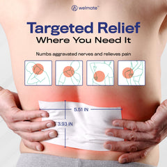 WELMATE patch trimmed to fit knees, ankles, or wrists for targeted relief