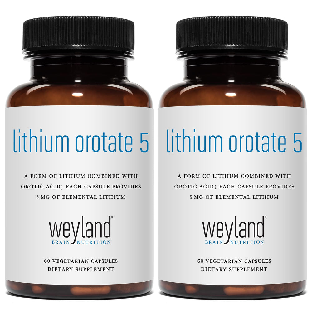 Weyland Lithium Orotate bottle on a clean surface for daily supplement use.