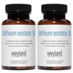 Weyland Lithium Orotate bottle on a clean surface for daily supplement use.