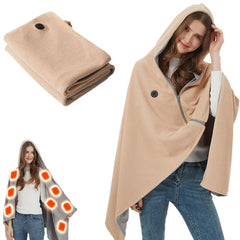 WFOFMO heated shawl front view shows cozy warmth for outdoor evenings.