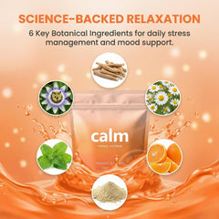 WGYPEU label detail emphasizes the herbal blend for gentle, non-drowsy calm.