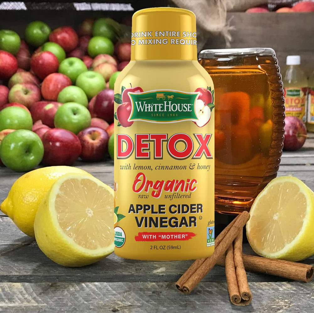 White House Detox shot pour-over glass demonstration for quick intake