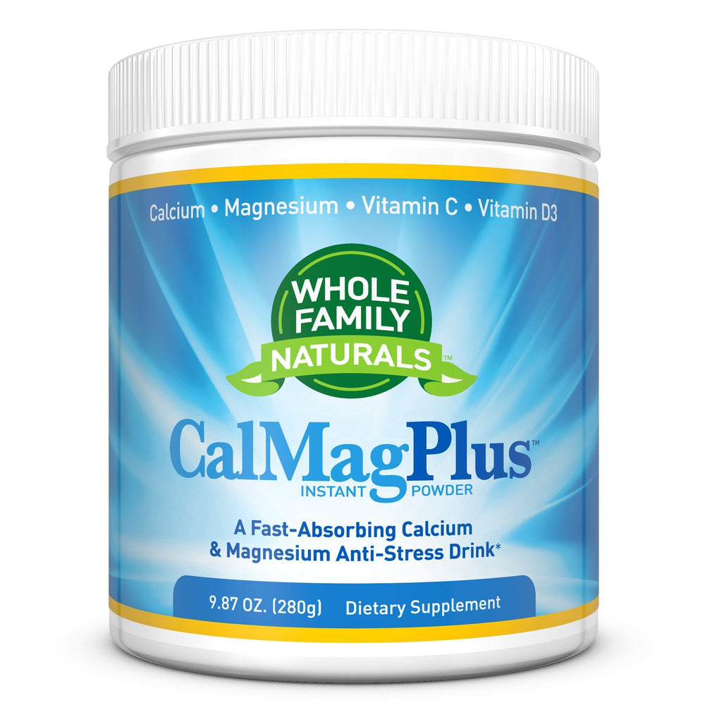 Whole Family Naturals CalMag Plus bottle-front for gluten-free mineral support