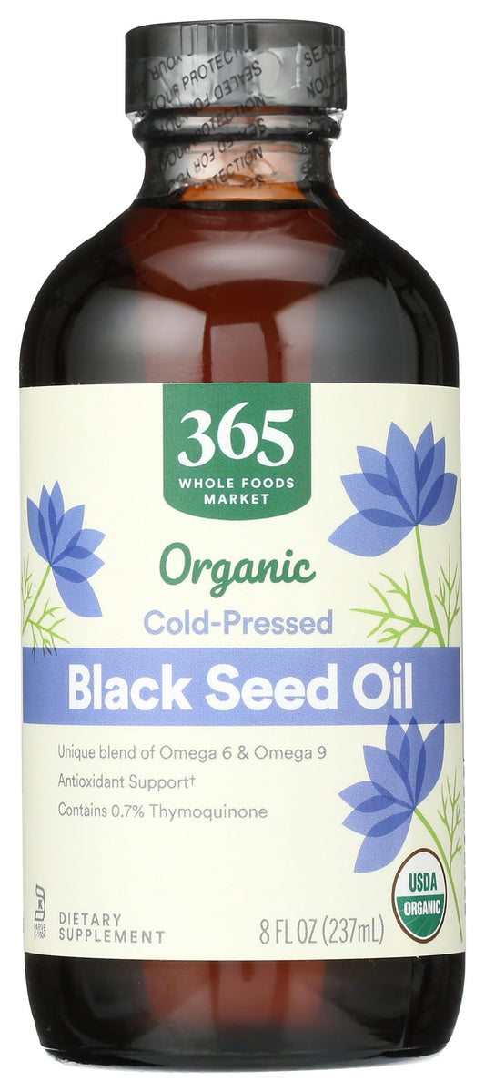 Whole Foods Market Organic Black Seed Oil bottle front view for everyday wellness