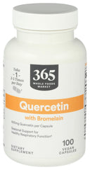 Whole Foods Market quercetin with bromelain bottle for daily immune support potential