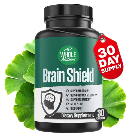 Whole Nature Brain Shield bottle for daily focus and mental clarity.