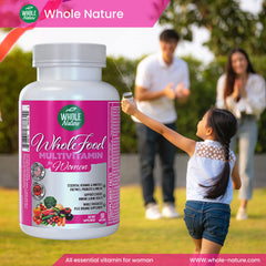 Whole Nature Women's Multi label close-up showing B12 and folate forms.