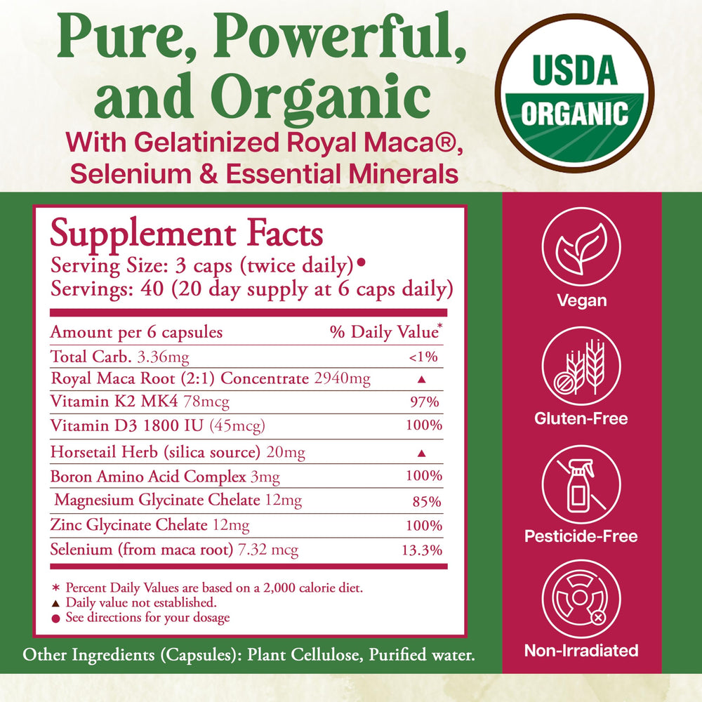 Royal Maca Bone capsules by Whole World Botanicals for convenient daily use