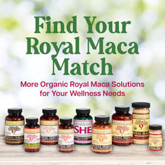 Ingredients panel of Royal Maca highlighting plant-based sourcing