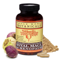 Label detail of Royal Maca highlighting natural ingredients and quality